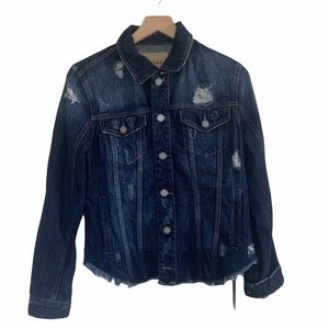 Blank NYC distressed denim jacket raw hem